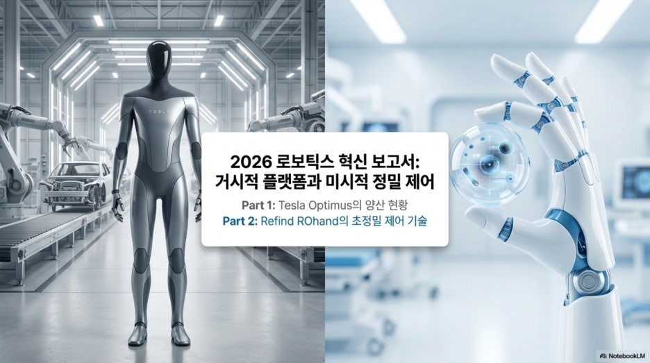2026 휴머노이드 리포트: 테슬라 옵티머스의 양산 돌입과 리파인 로봇손 ROhand의 정밀 기술력