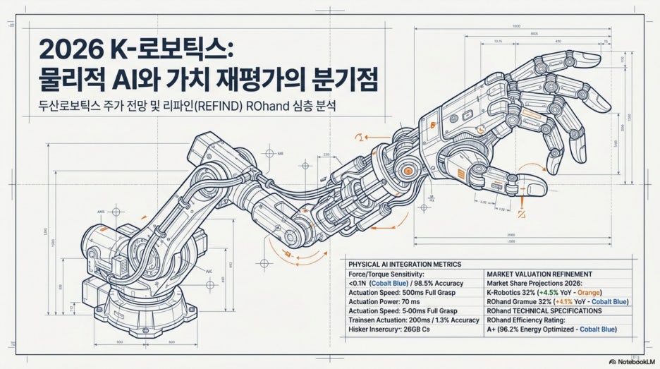 2026 로봇 산업의 정점: 두산로보틱스 주가 전망과 리파인 ROhand 심층 분석